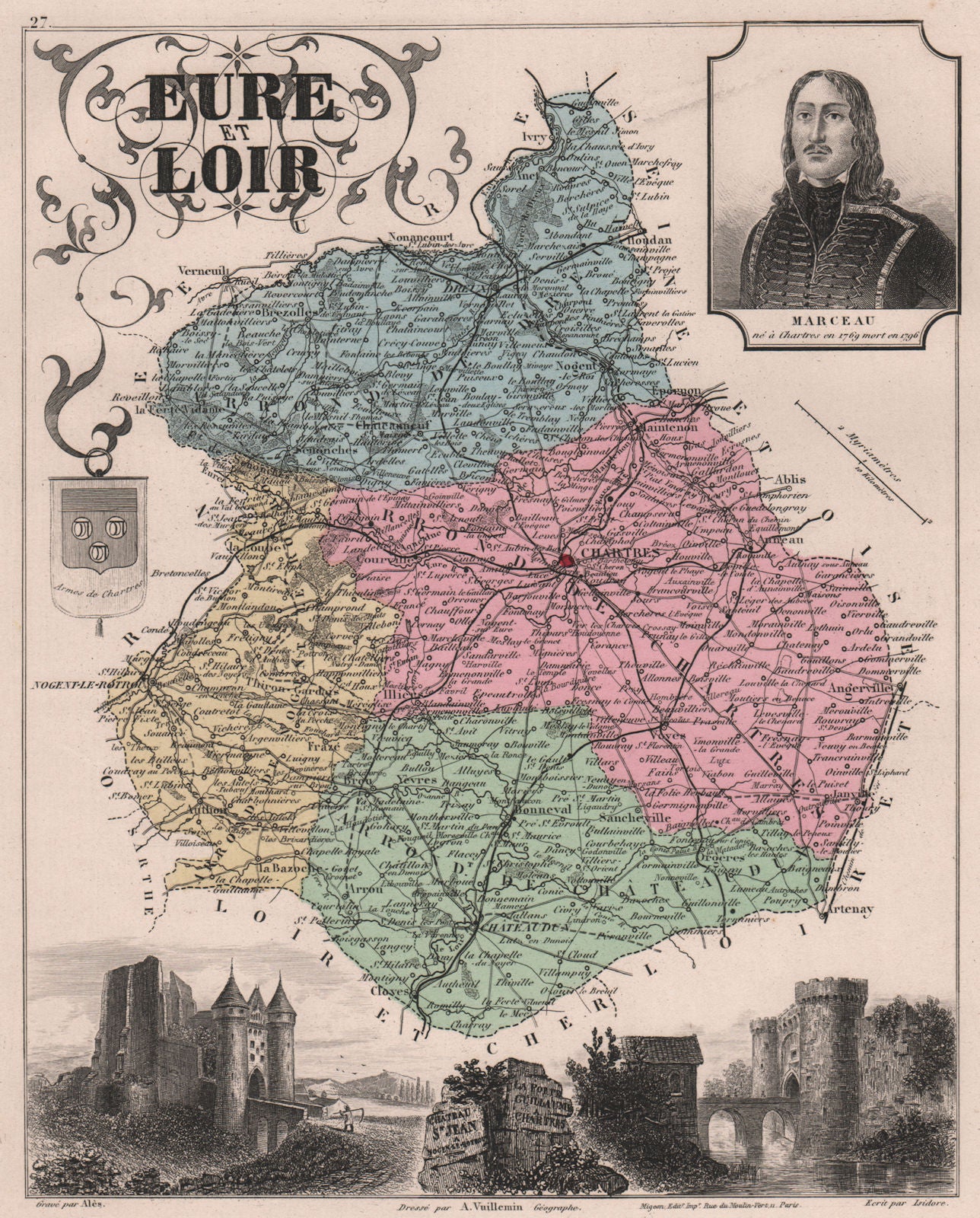 EURE-ET-LOIR département. Chartres Nogen-le-Rotrou Marceau. VUILLEMIN 1879 map